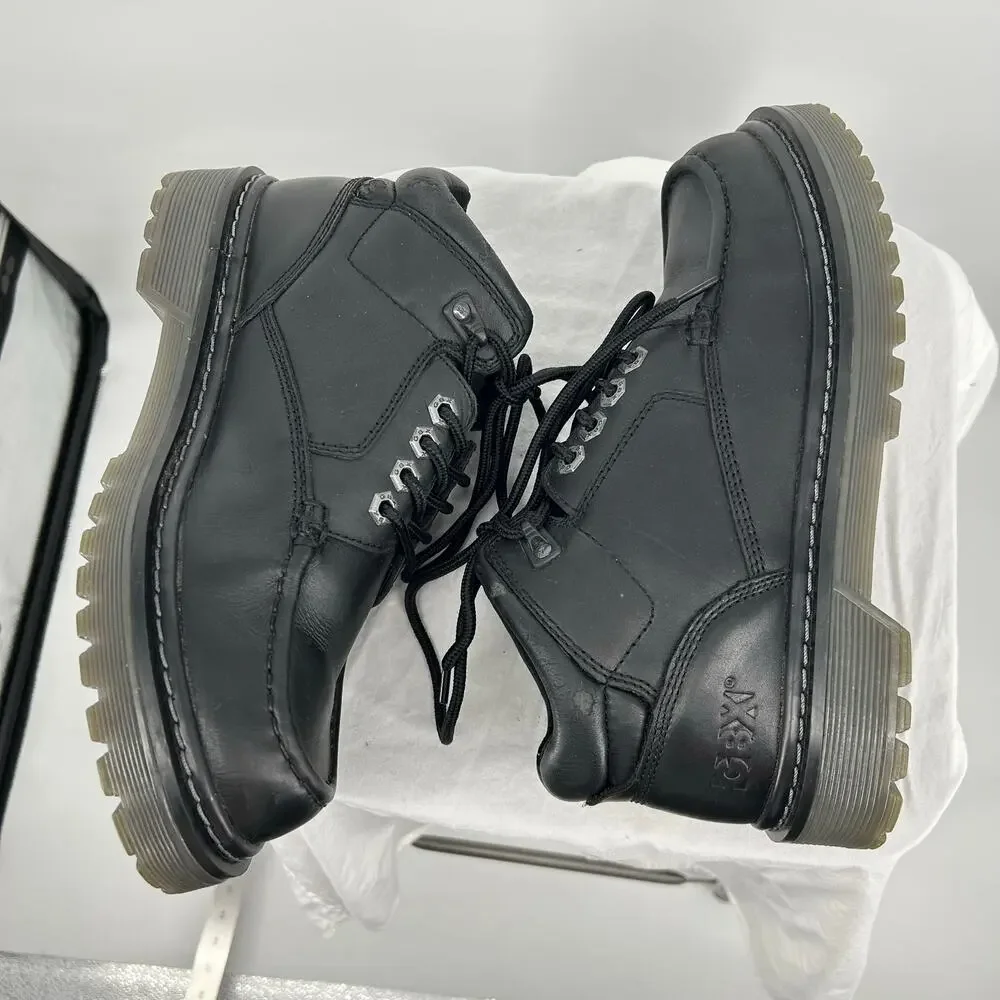 Men's Black Leather GBX Factor Chunky Platform Utility Oxford Boot Shoes 9.5M